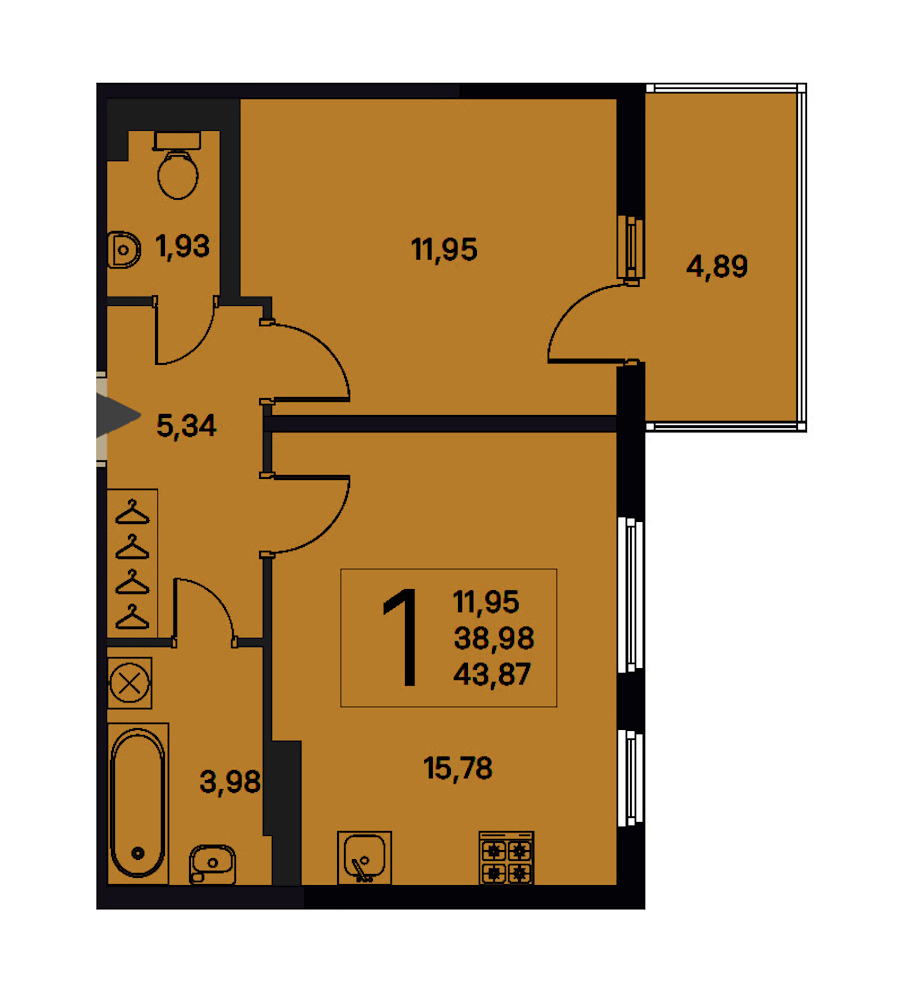 1-комнатная квартира 38.98 м², 5/5 эт., ЖК «Новое Сертолово. Гармония»
